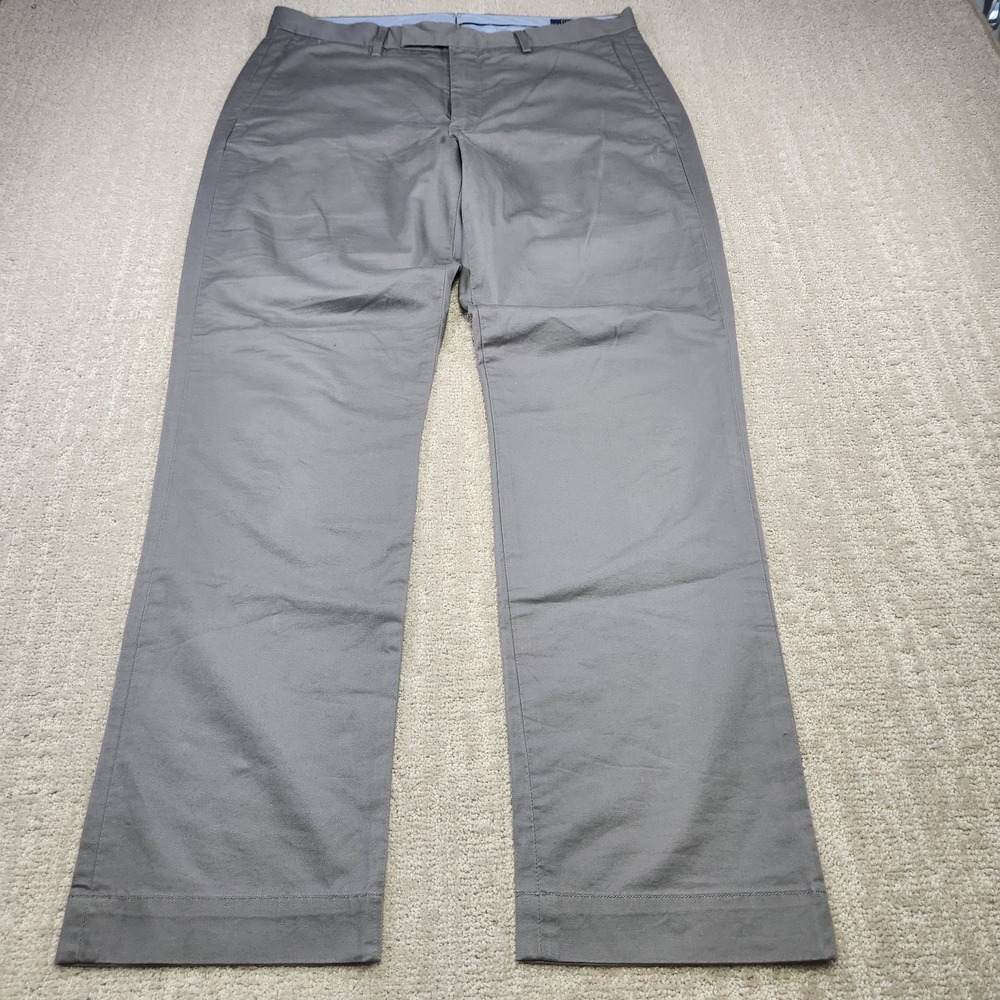 Polo Ralph Lauren Pants Men 34x32 Stretch Straight Fit High Rise Trouser Gray